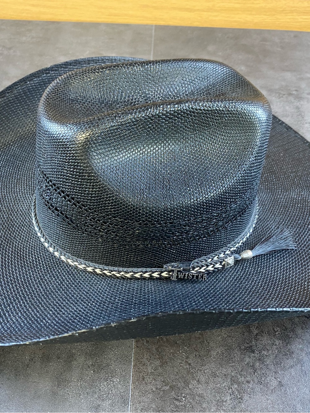 Twister Bangor Black Straw Western Summer Hat size 7 1/8-CLEAN